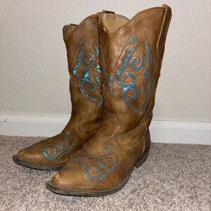 Roper Kids Boots in Brown and Blue